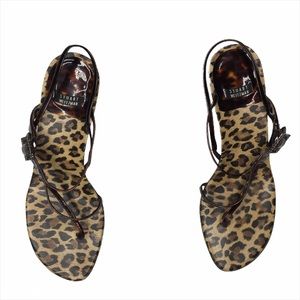 Stuart Weitzman sexy leopard sandals kitten heels 7 cheetah animal print